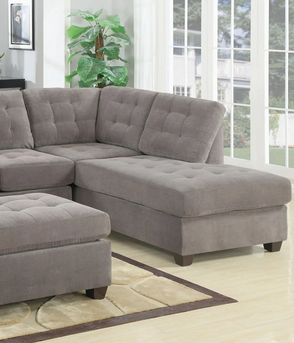 Charcoal Waffle Suede Sectional Sofa with Pillows D47003