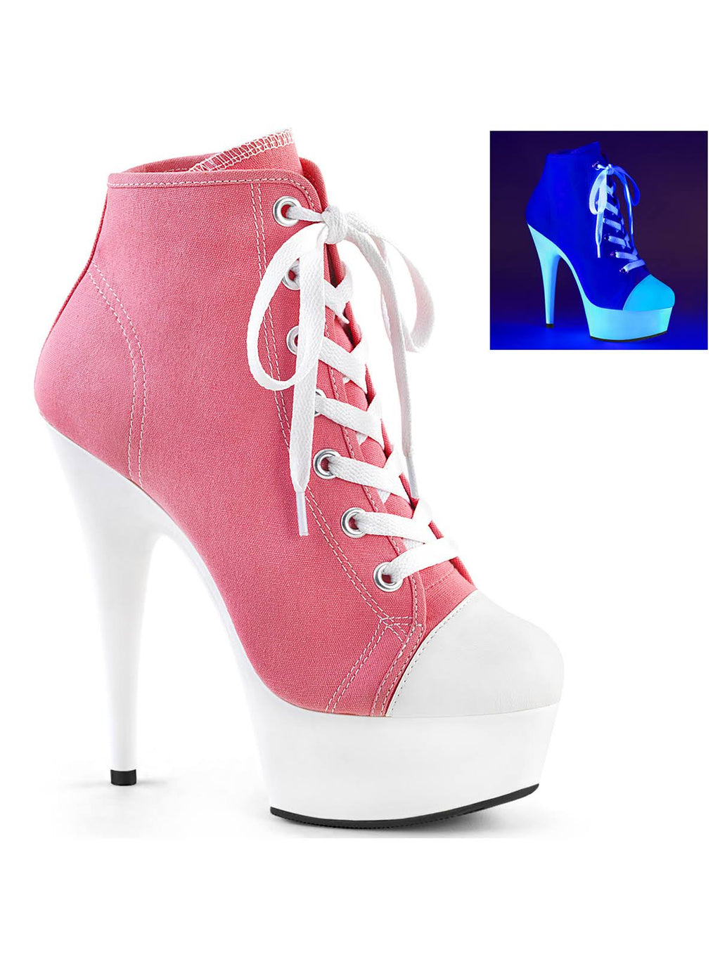 6 Pink Canvas Neon White Shoes U4908