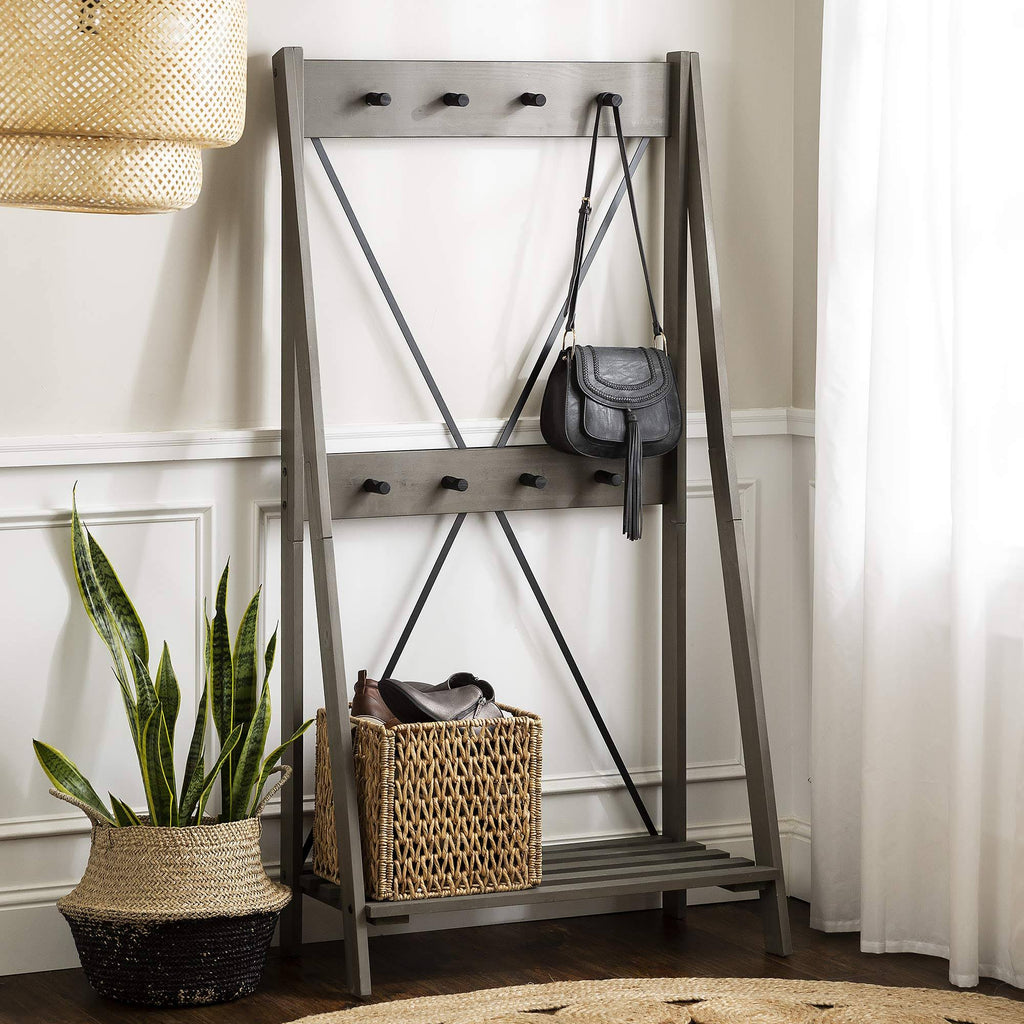 Grey Solid Wood Hall Tree K4978