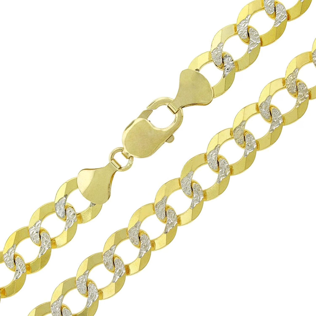 14K Yellow Gold Two-Tone Pave Chain Necklaces E4750