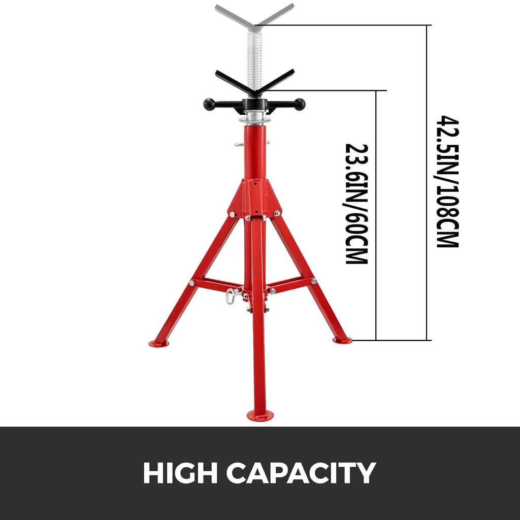 V Head Pipe Stand, Adjustable Height 24-42, 2500 lb. Load Capacity, Carbon Steel Q966