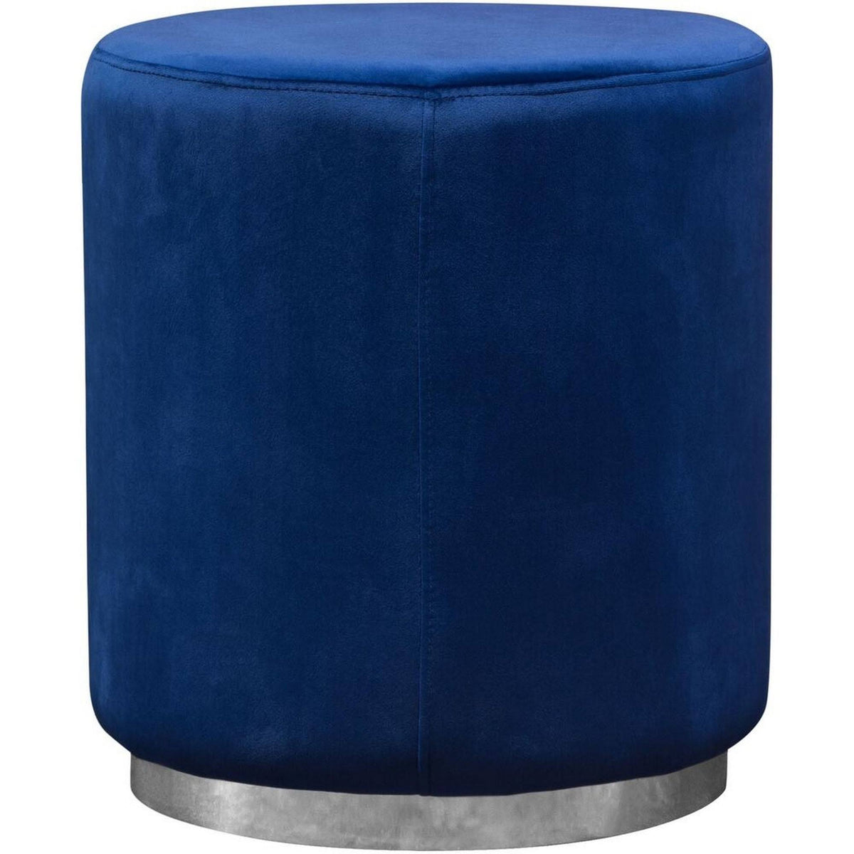 Blue Velvet Round Accent Ottoman with Metal Base D133774