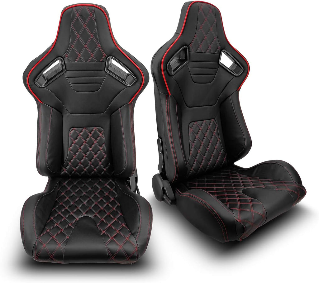 1 Pair Black PVC Racing Bucket Seats Q98992