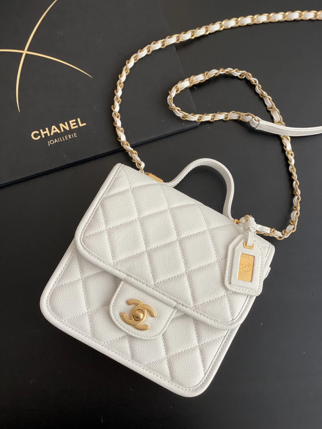 Small Flap Bag With Top Handle White K6060