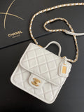 Small Flap Bag With Top Handle White K6060