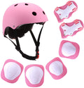 Kids Bike Helmet with Knee Elbow Wrist Pads, Pink J175