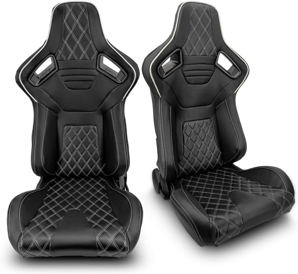 1 Pair Black PVC Racing Bucket Seats Q98992