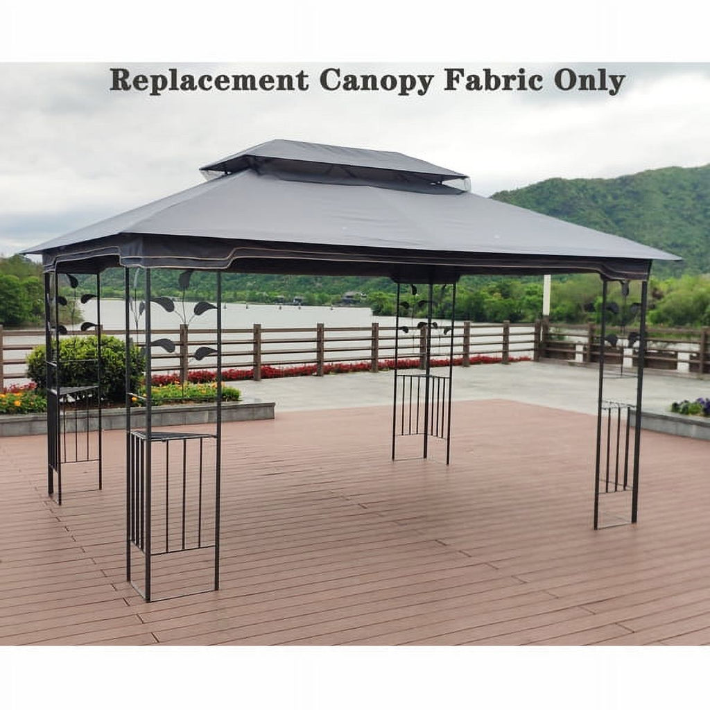 Gray Patio Double Roof Gazebo Replacement Canopy Top Fabric R827