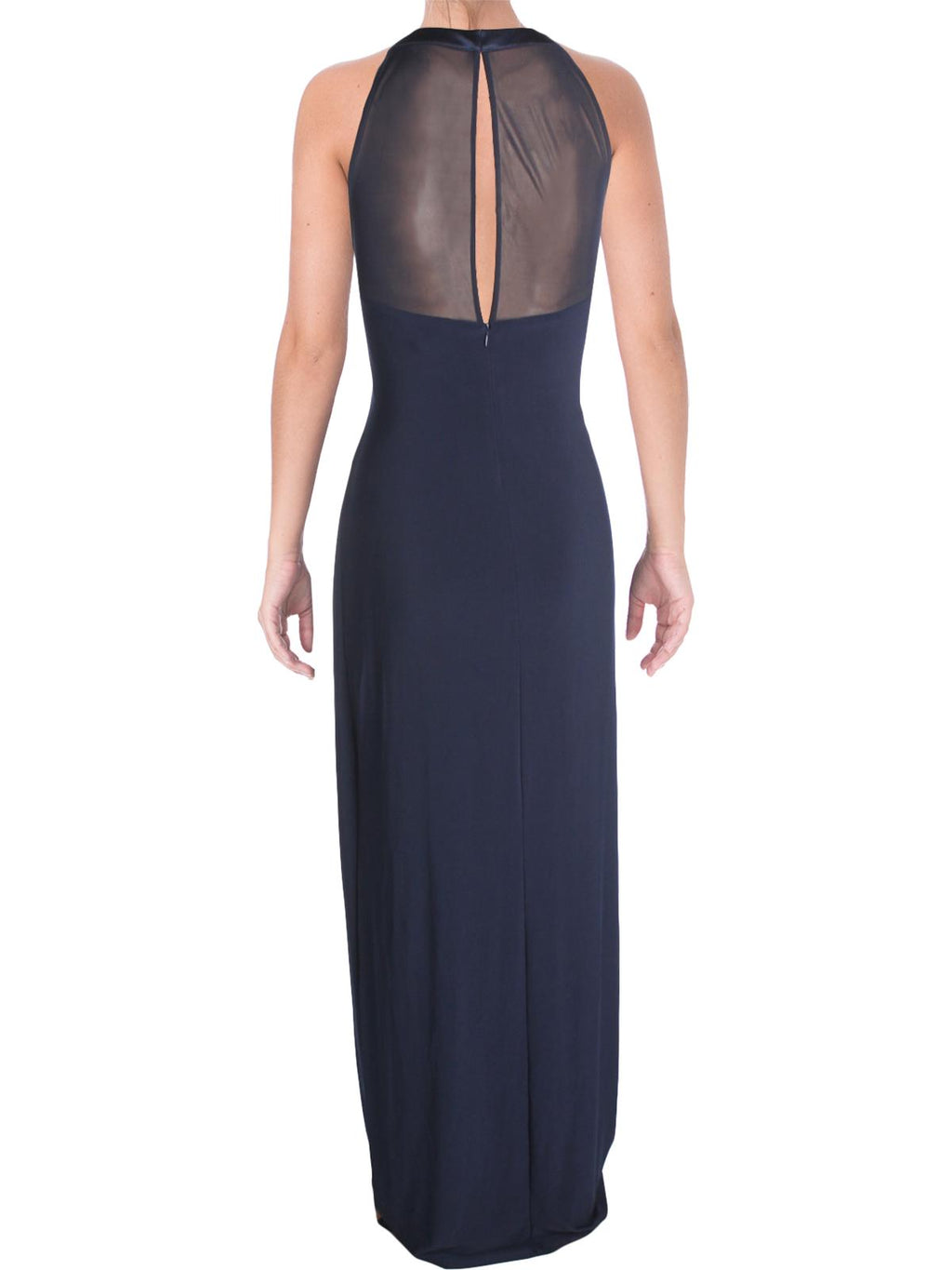 Mesh Back Jersey Column Gown D4528
