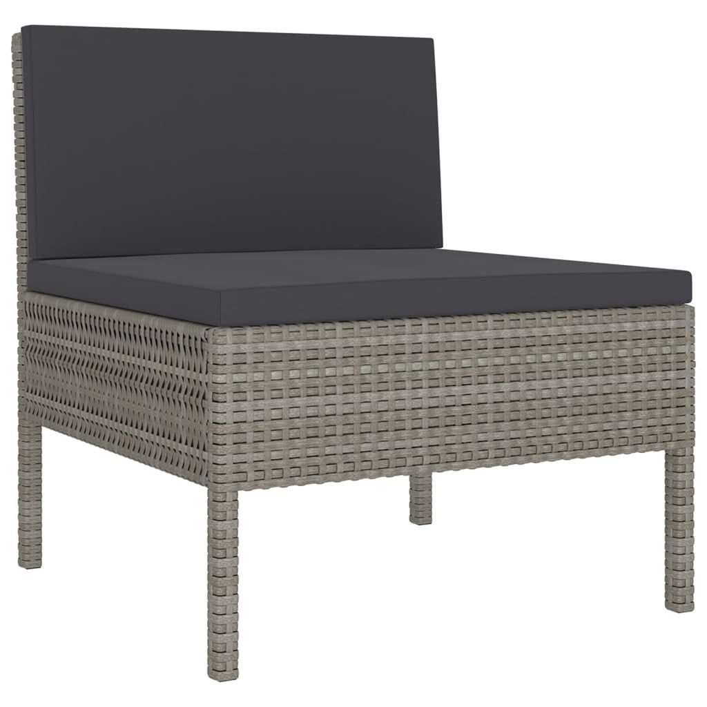6 Piece Gray Poly Rattan Outdoor Sectional Sofa Set with Coffee Table G8370