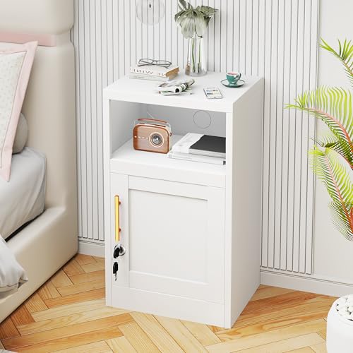Black Metal NightStand Storage Cabinet with 1 Doors N76783