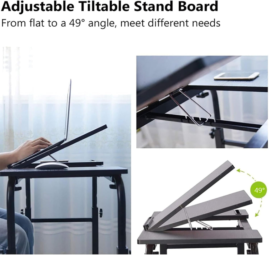 Over-Bed Tables with Wheels Height and Length Adjustable Rolling Mobile Laptop Cart Desk T225