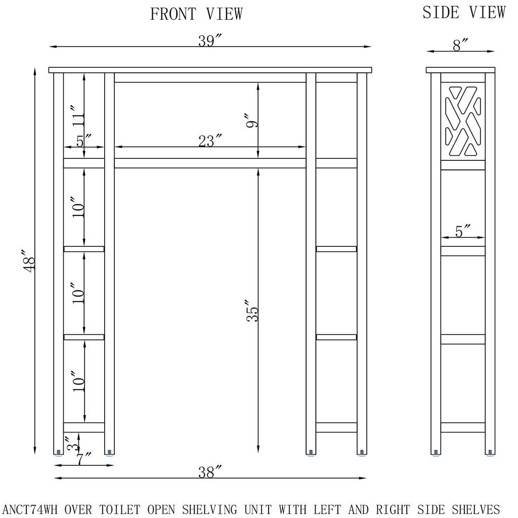 White Bathroom Over Toilet Open Shelving Unit V24704
