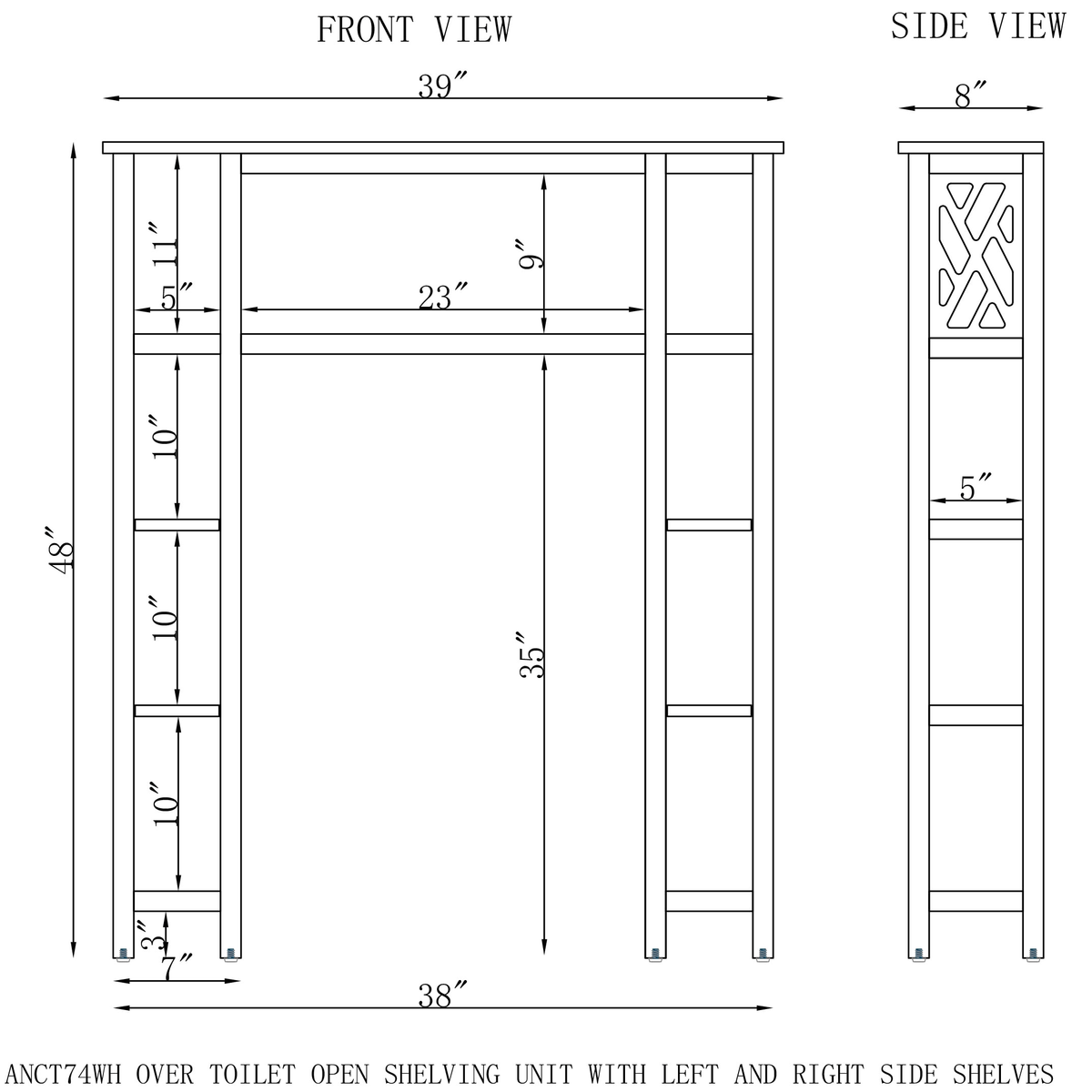 White Bathroom Over Toilet Open Shelving Unit V24704