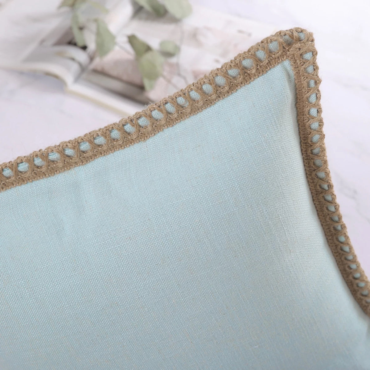 Light Blue Linen Throw Pillow, 18" x 18", 1 Pack S32500