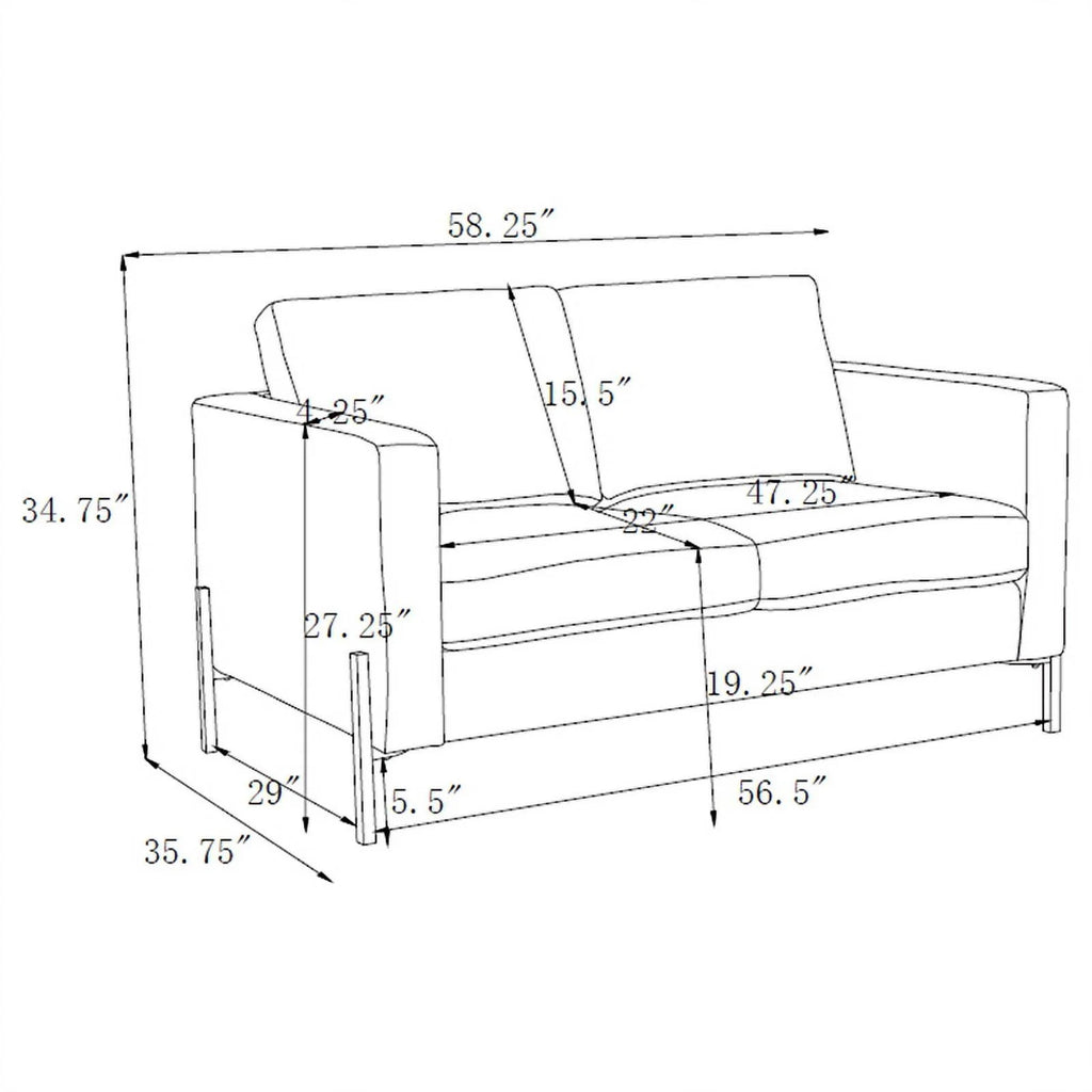 Sage Upholstered Fabric Loveseat with Track Arms R14523