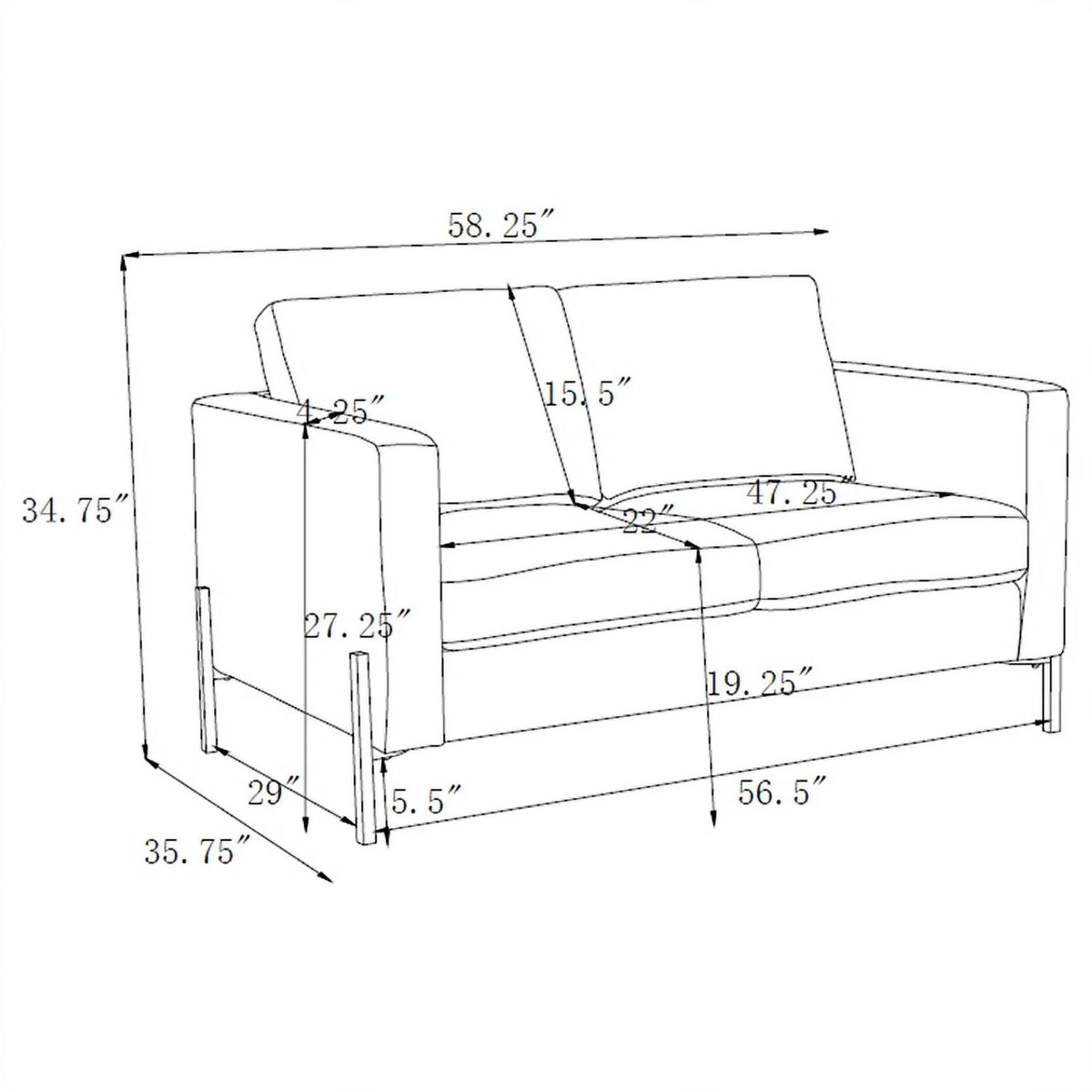 Sage Upholstered Fabric Loveseat with Track Arms R14523