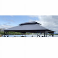 Gray Patio Double Roof Gazebo Replacement Canopy Top Fabric R827