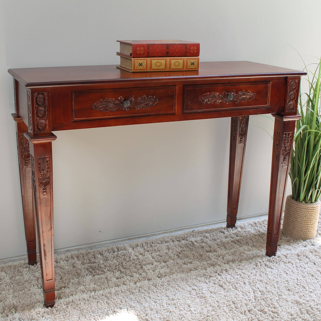 Antique White Two Drawer Rectangular Console Table D9178