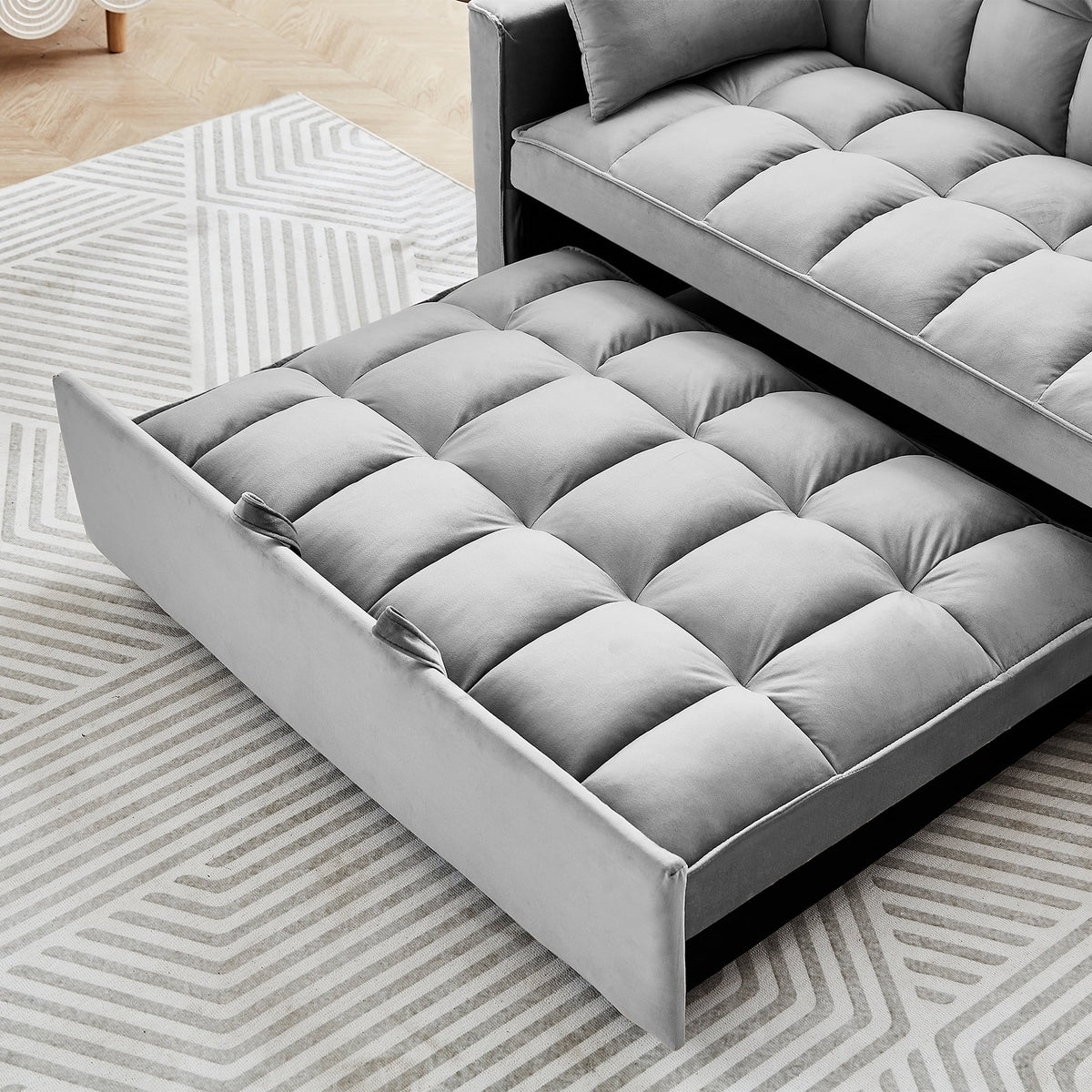 Black Velvet 3 in 1 Sleeper Sofa Bed V1345