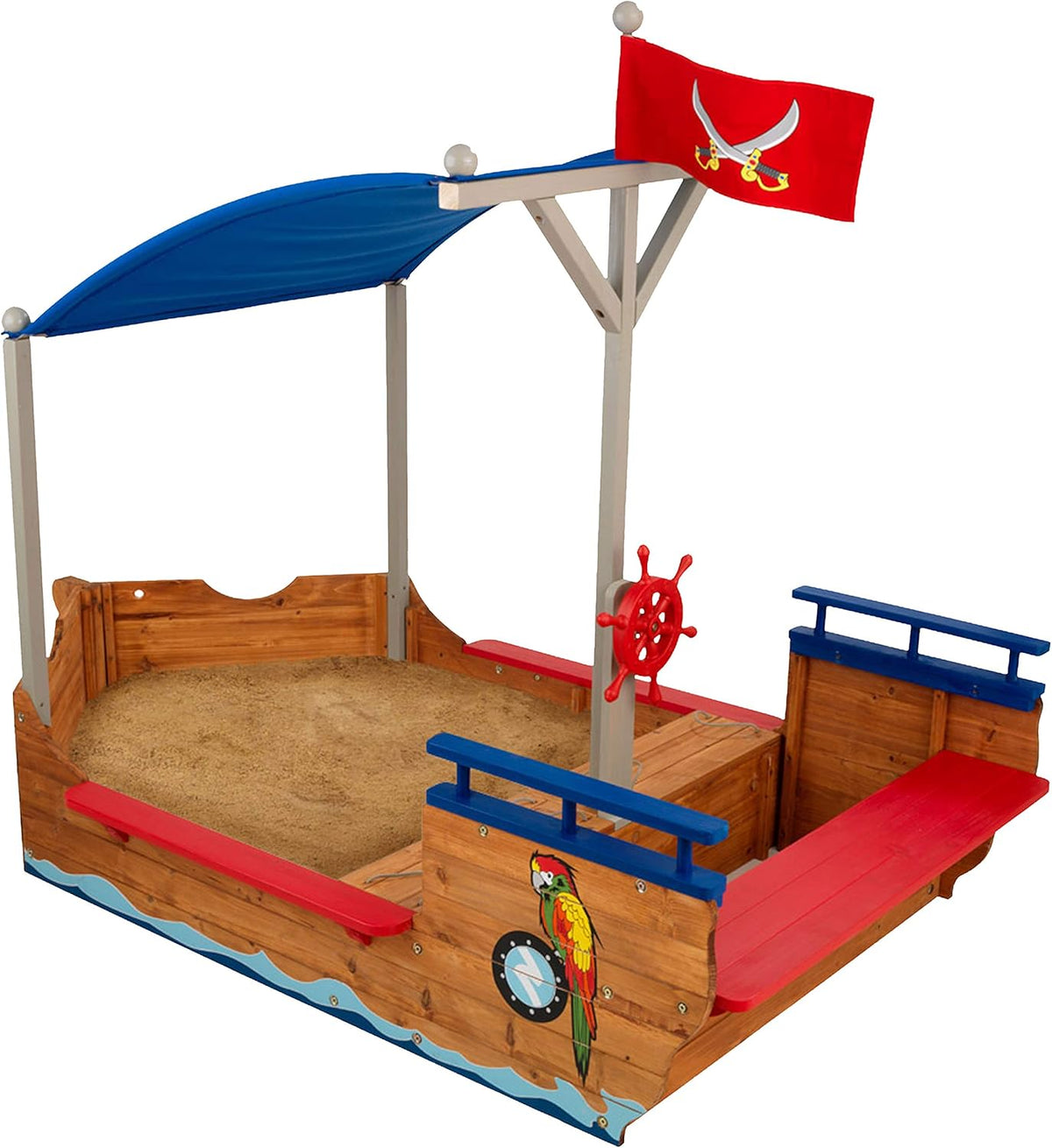 Wooden Pirate Sandbox with Canopy H97505