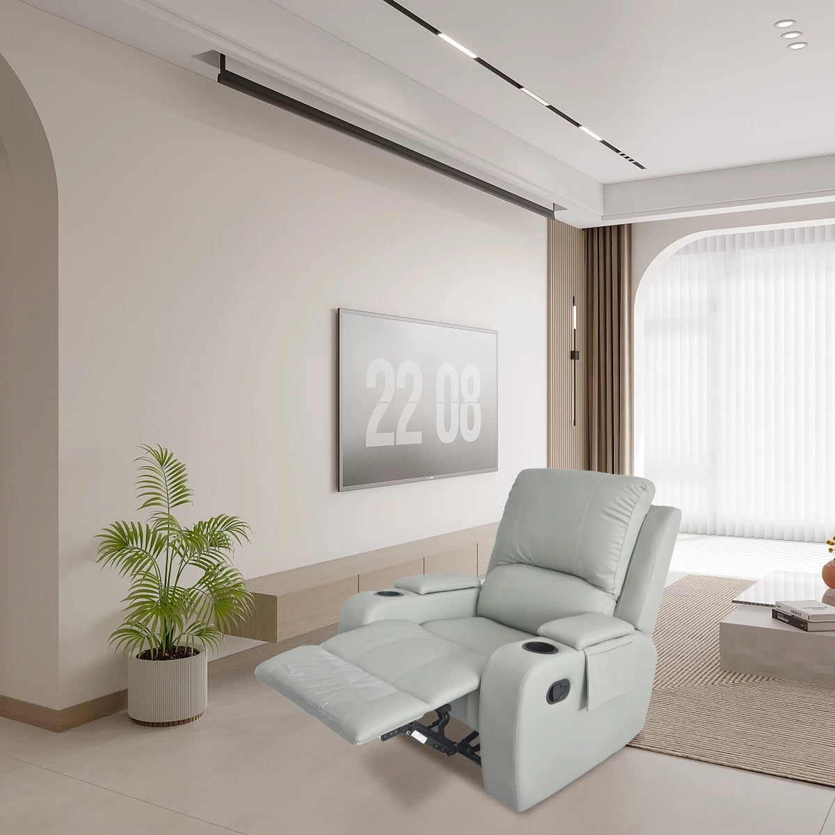 Gray PU Leather Recliner Chair with Storage T312812