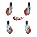 Red Polyurethane Caster Set of 4 with Brake X116310