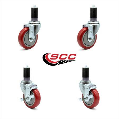 Red Polyurethane Caster Set of 4 with Brake X116310