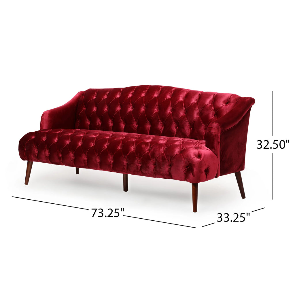Wine Velvet 3 Seater Sofa Q295590