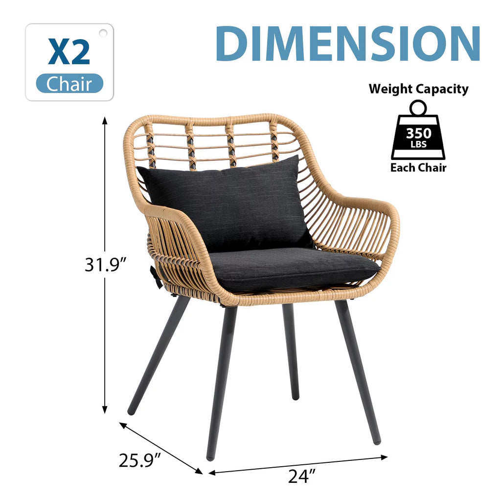 Wicker Outdoor Chairs Set of 2 with Cushions B7028