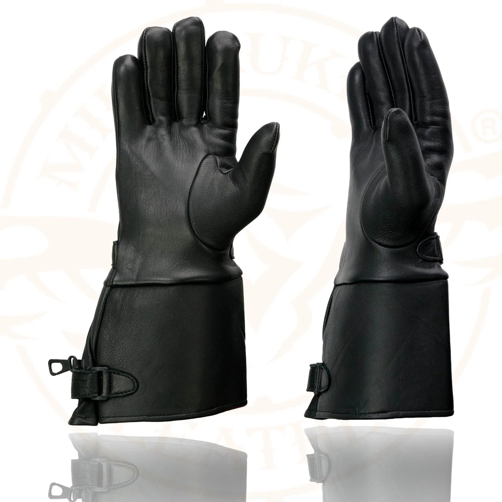 Deerskin Gauntlet Motorcycle Gloves with Snap Closure Thermal Lined T87848