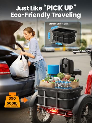 Electric Trike with 750W Motor, 48V 18AH Battery, 20" Fat Tire, Large Basket X123348
