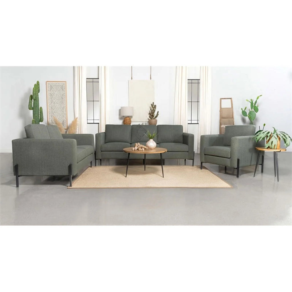 Sage Upholstered Fabric Loveseat with Track Arms R14523