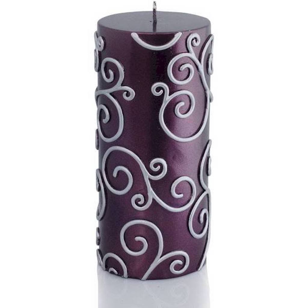 Purple Scroll Pillar Candle 12Pcs Z10921