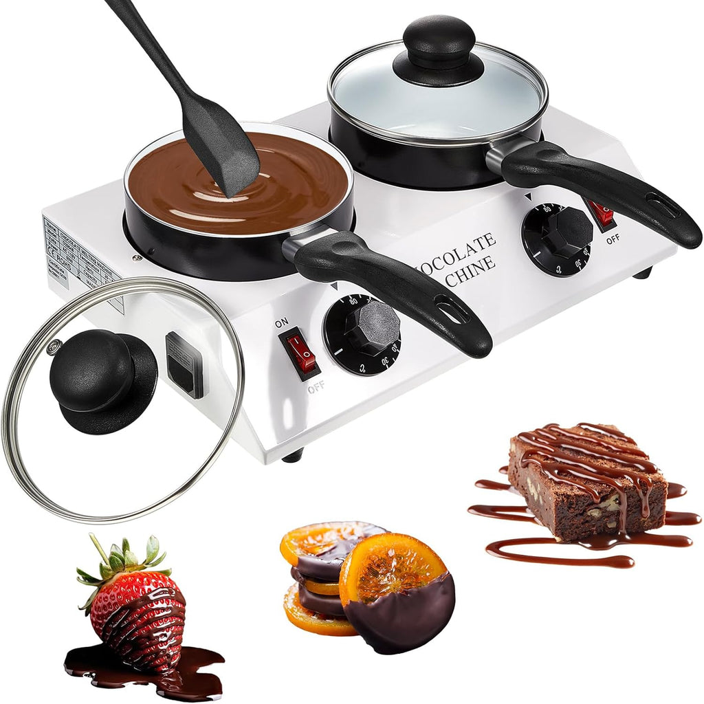 Chocolate Boiler Pot Electric Heating Chocolate Melting Tempering Machine with 1 Silicone Spatula Aluminum Boiler Y75368
