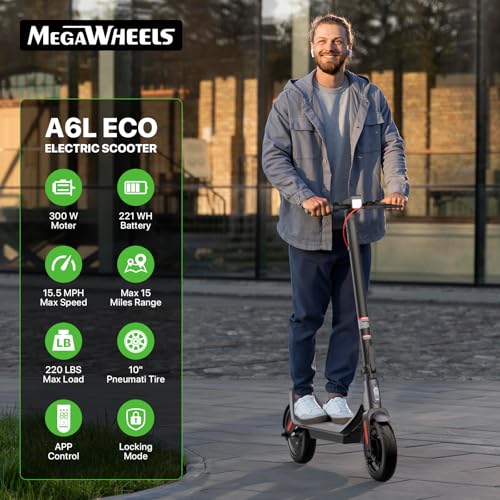 Electric Scooter, 350W, 10in Pneumatic Tires, 10.2AH Battery, 19 Miles Range, 15.5 mph Speed, UL2272 V189