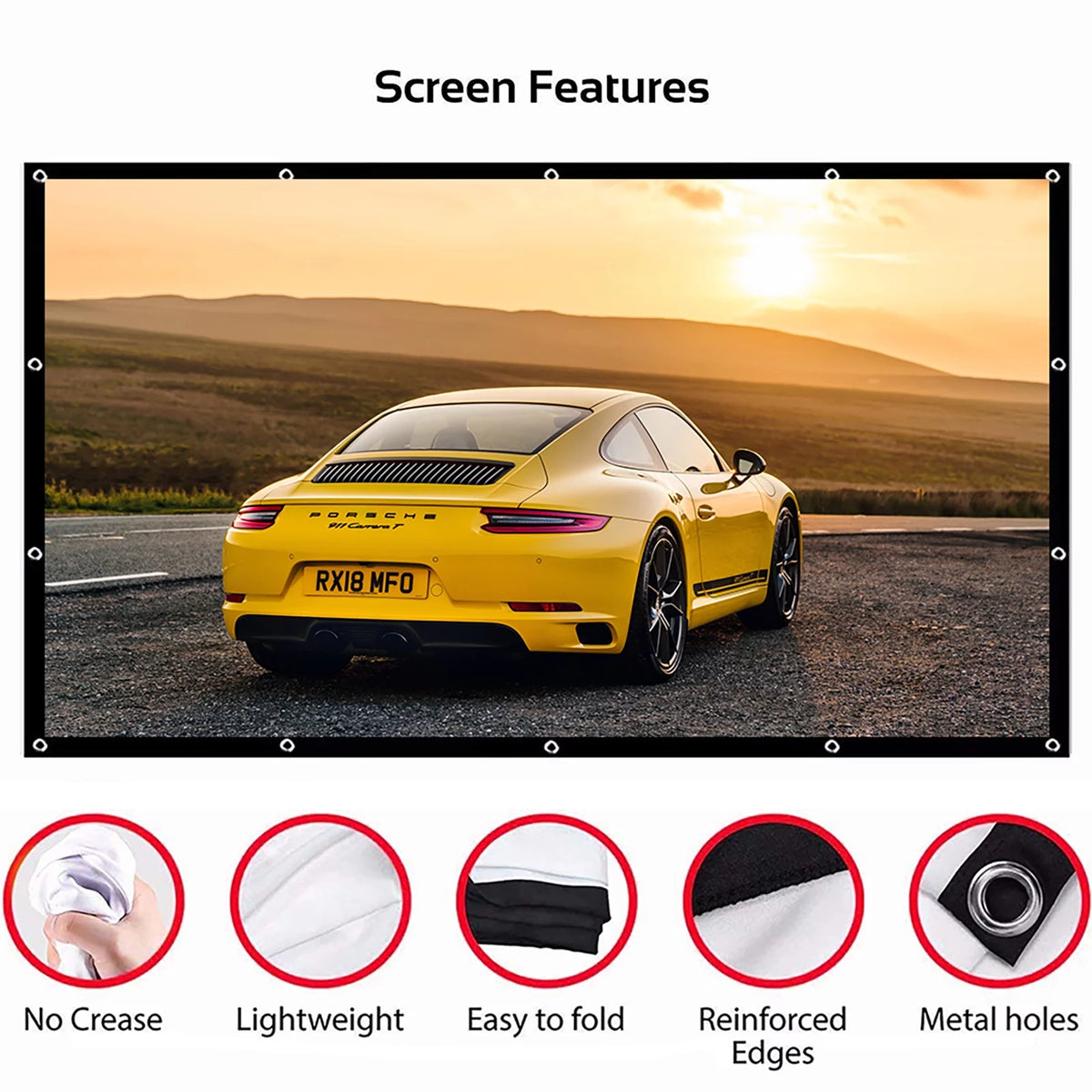 150 inch 4K 16:9 Foldable Portable Projector Screen E93534