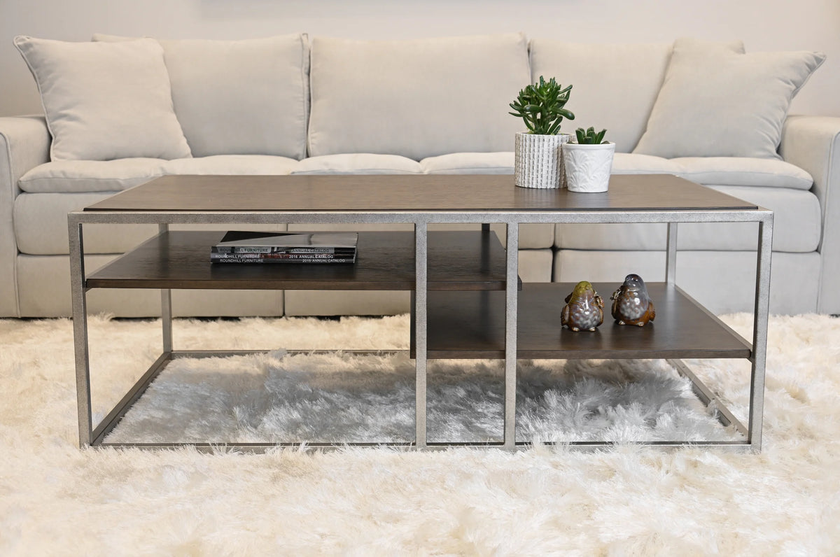 Wood Metal Coffee Table with Shelf A567631