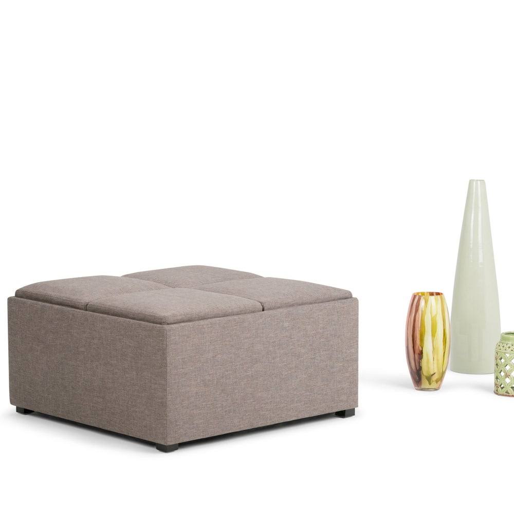 Distressed Black Square Table Ottoman M10605
