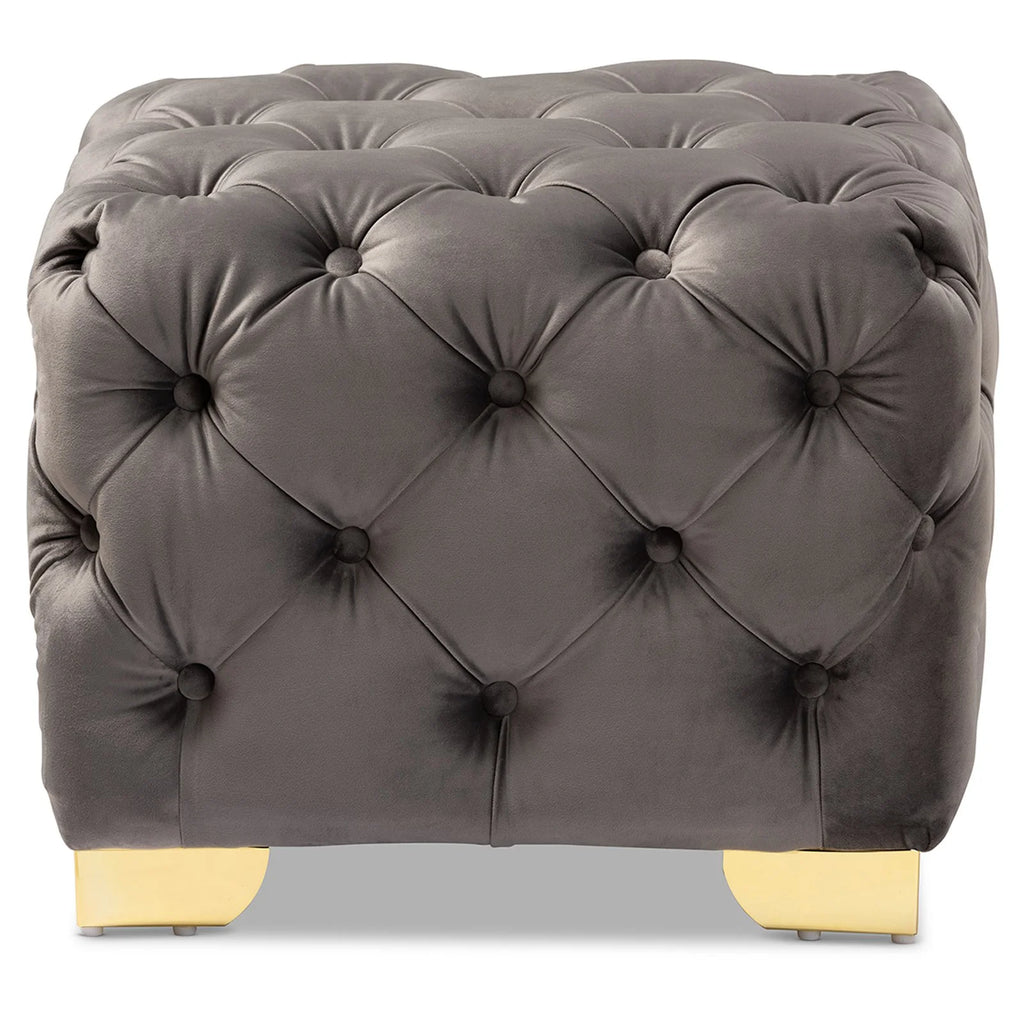 Royal Blue Velvet Ottoman G969633