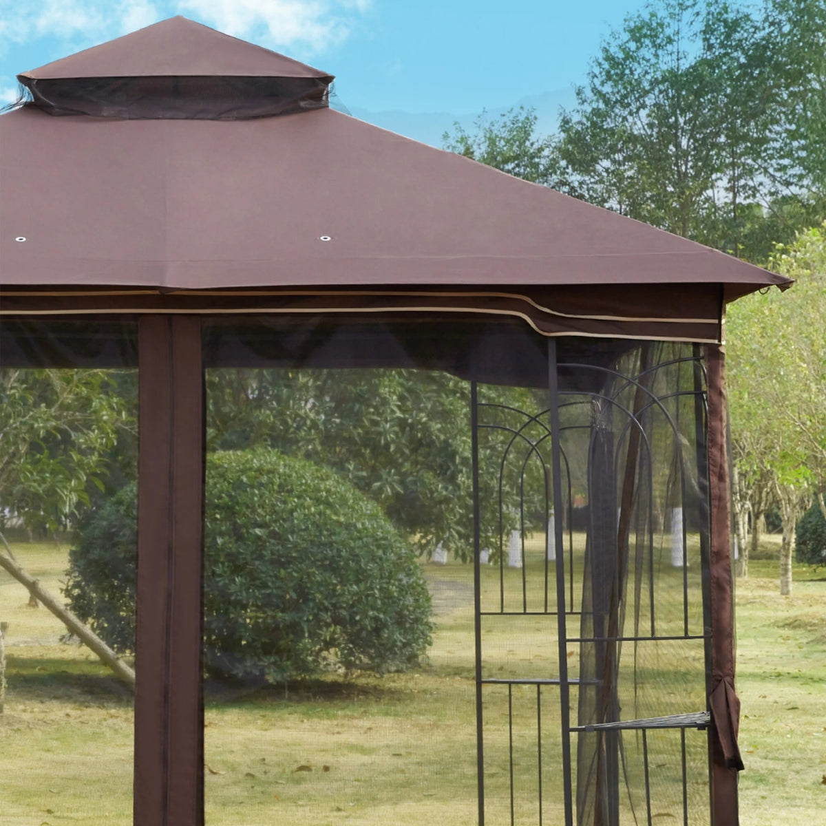 10x10 Outdoor Gazebo Double Soft-top Canopy Tent B6136
