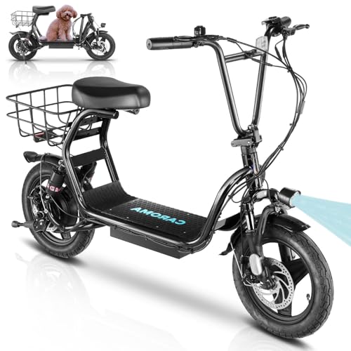 Electric Scooter with Seat, 14" Tires Foldable with Basket N602