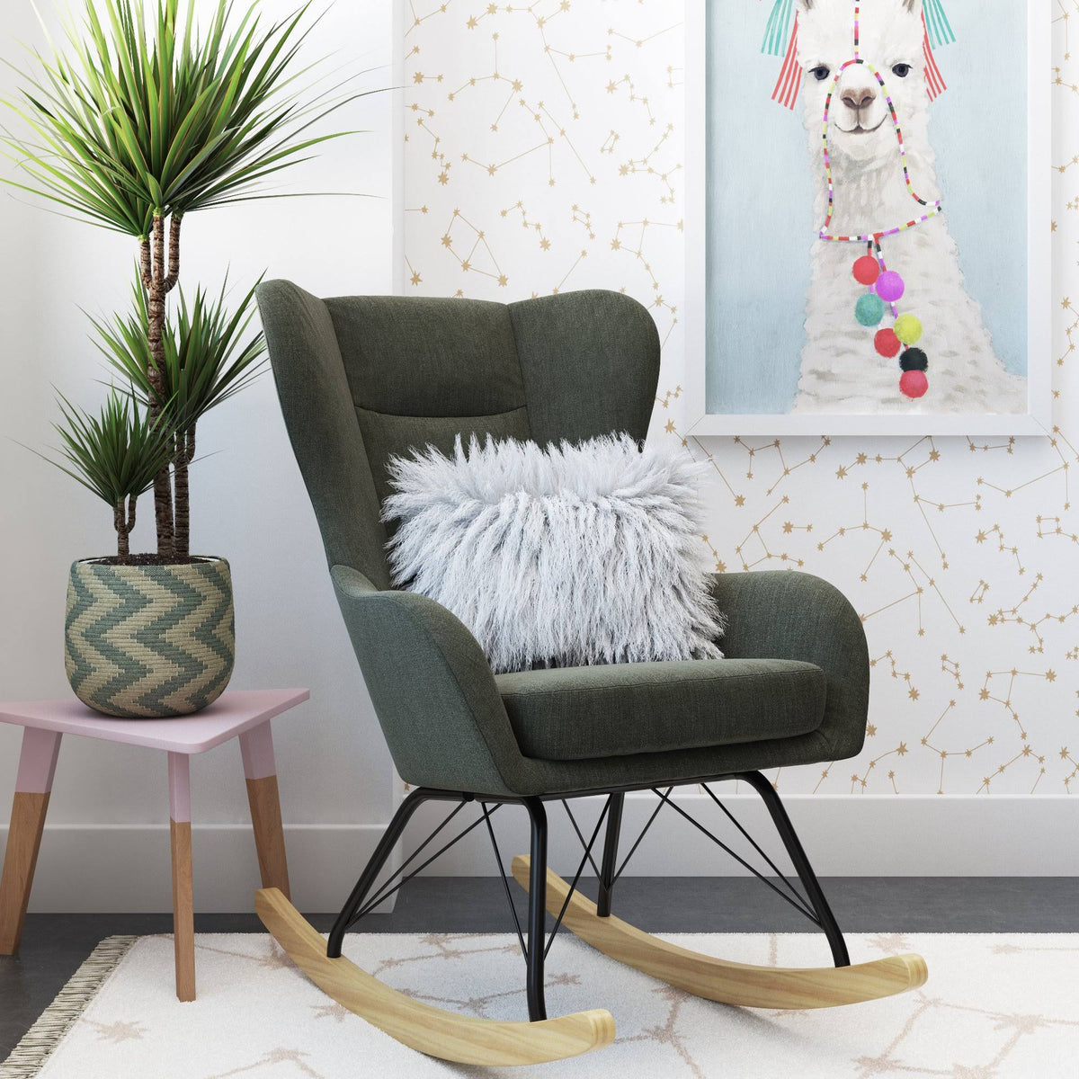 Blue Wingback Rocker Z944000