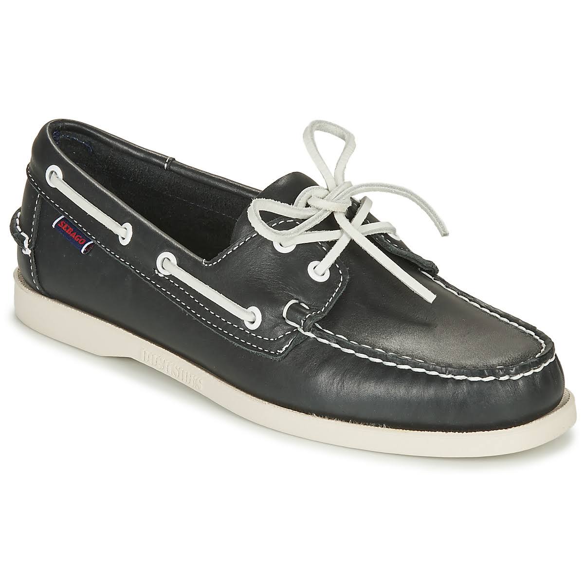 Blue Navy Leather Boat Shoes Q79729