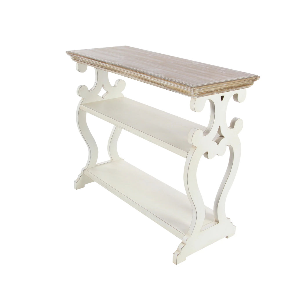 Farmhouse Decorative Console Table Ivory White 38"W V81998
