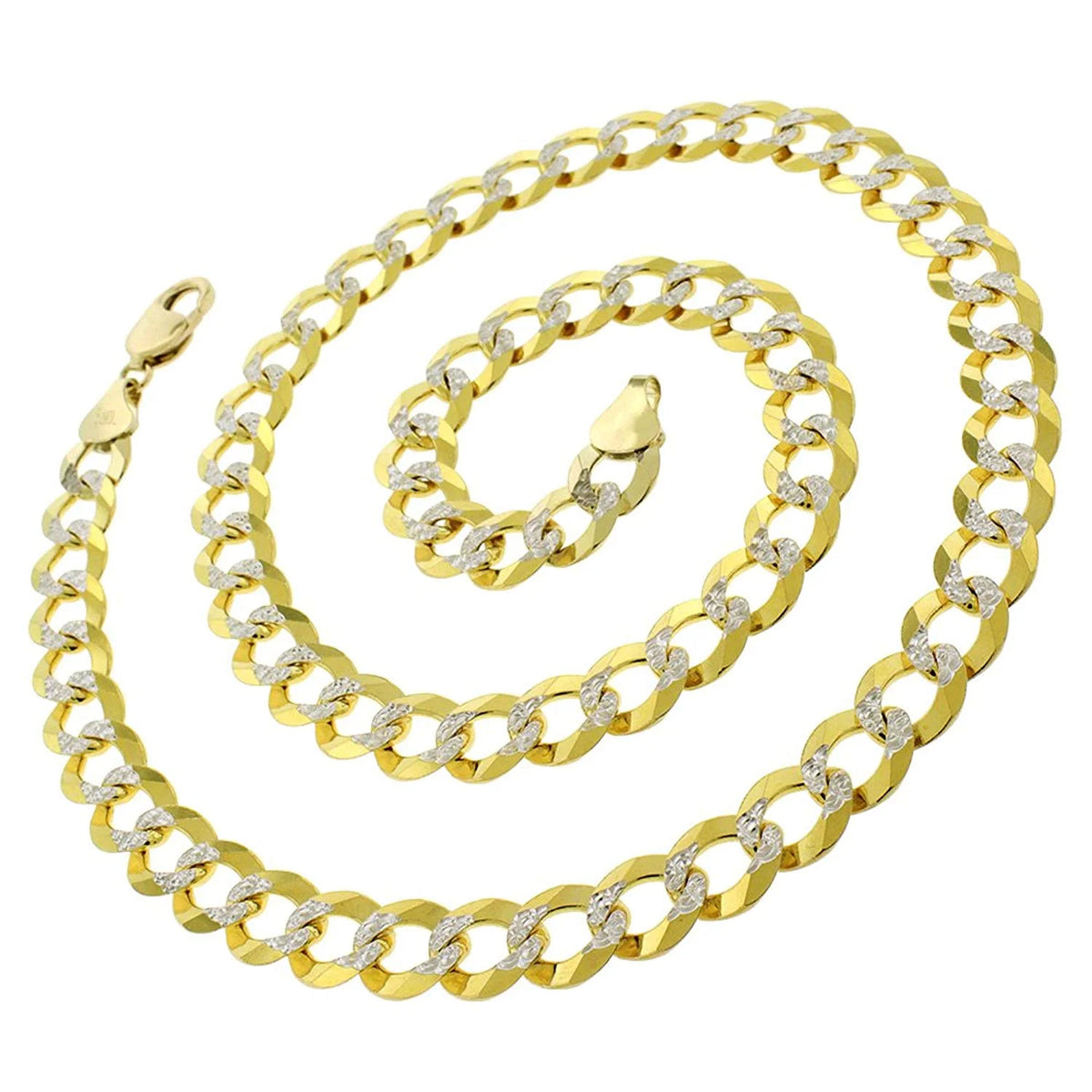 14K Yellow Gold Two-Tone Pave Chain Necklaces E4750