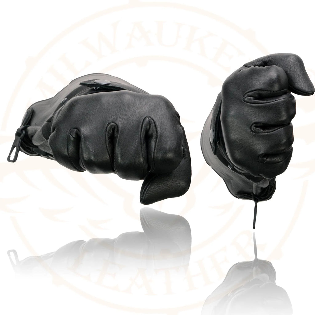 Deerskin Gauntlet Motorcycle Gloves with Snap Closure Thermal Lined T87848