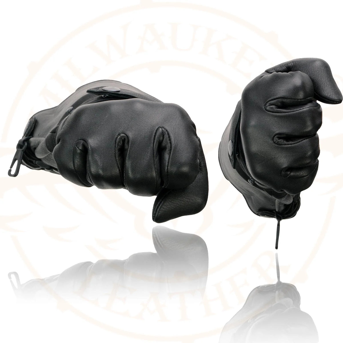 Deerskin Gauntlet Motorcycle Gloves with Snap Closure Thermal Lined T87848