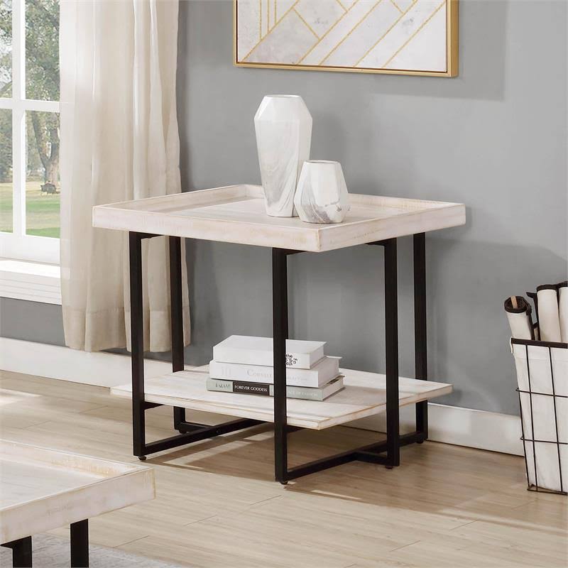 Antique White 2-Piece Wood Coffee Table Set O602626