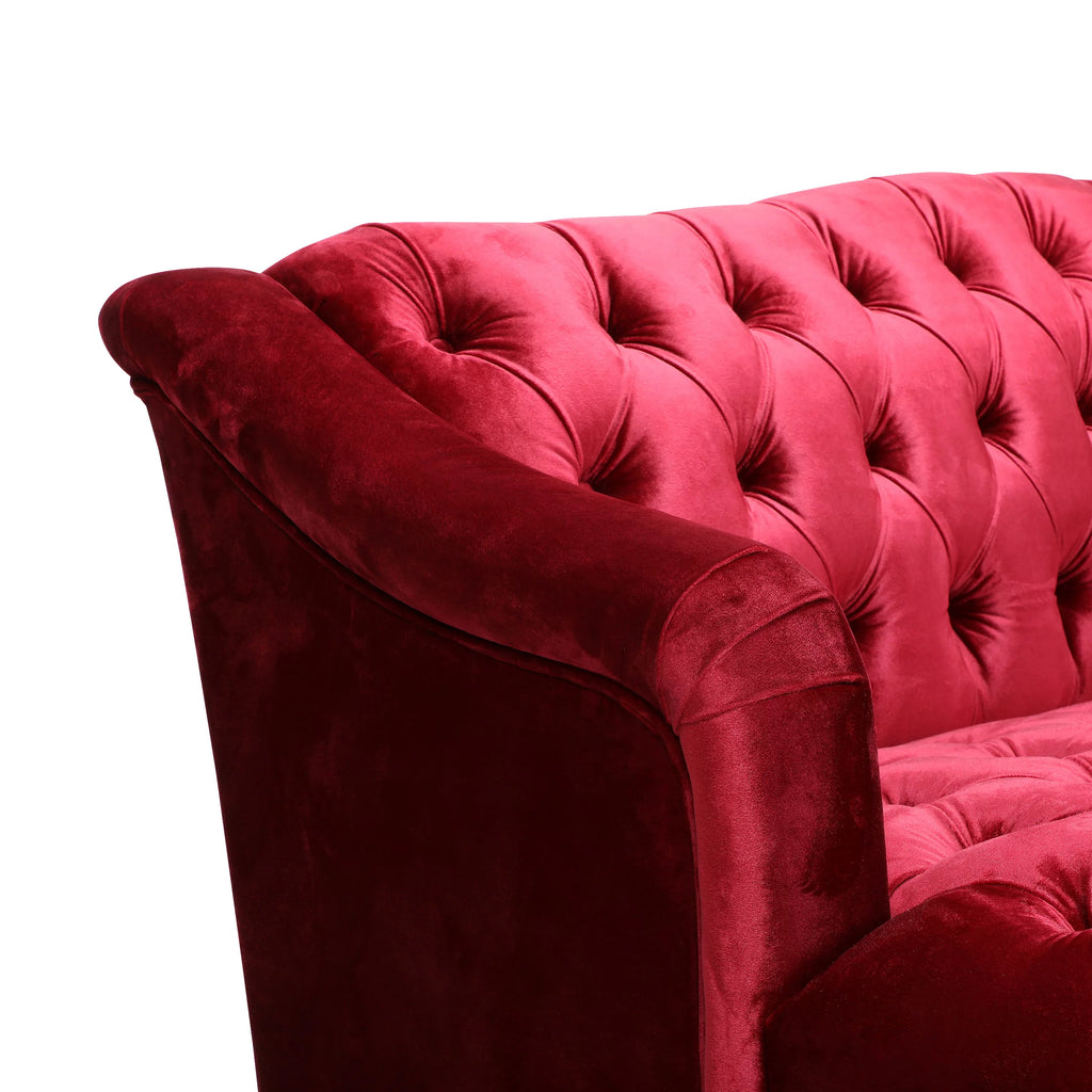 Wine Velvet 3 Seater Sofa Q295590